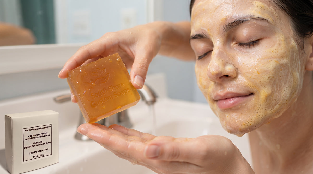 Wild Turmeric + Honey Nourishing Face & Body Soap-Made with Organic Raw Unfiltered Honey-Fragrance-Free