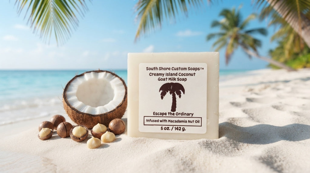 Creamy Island Coconut Goat Milk Soap Infused with Macadamia Nut Oil
