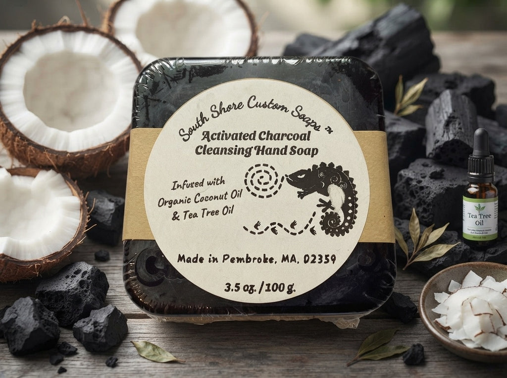 Activated Charcoal Cleansing Hand Soap Infused with Organic Coconut Oil & Tea Tree Oil