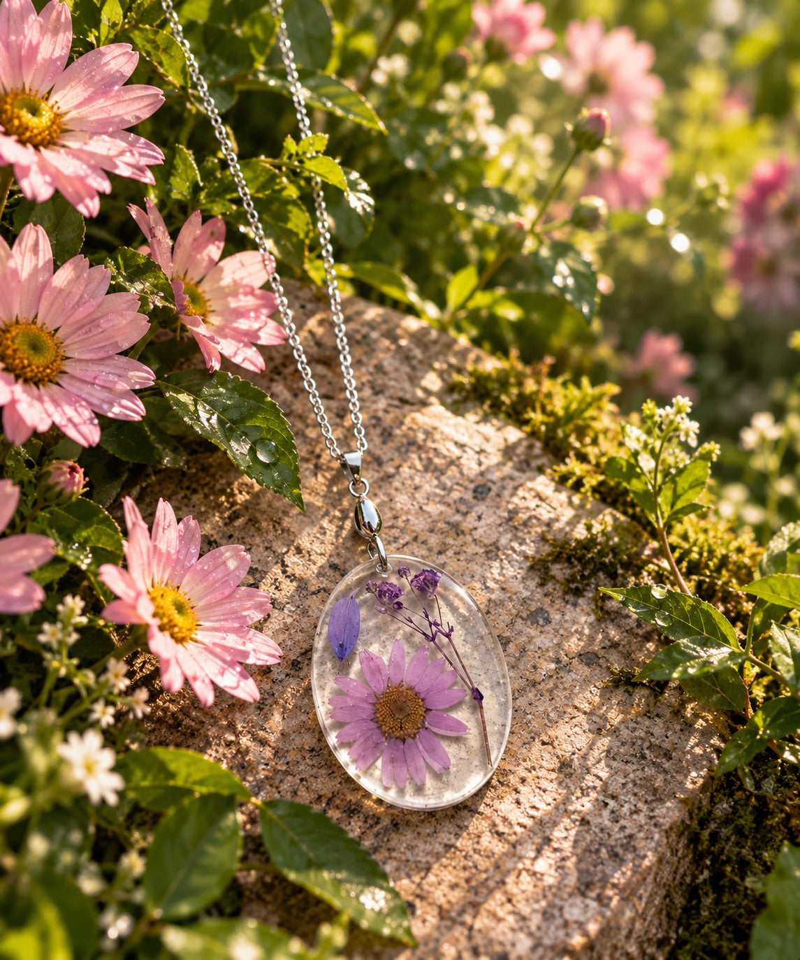 Pink Daisy Fashion Necklace