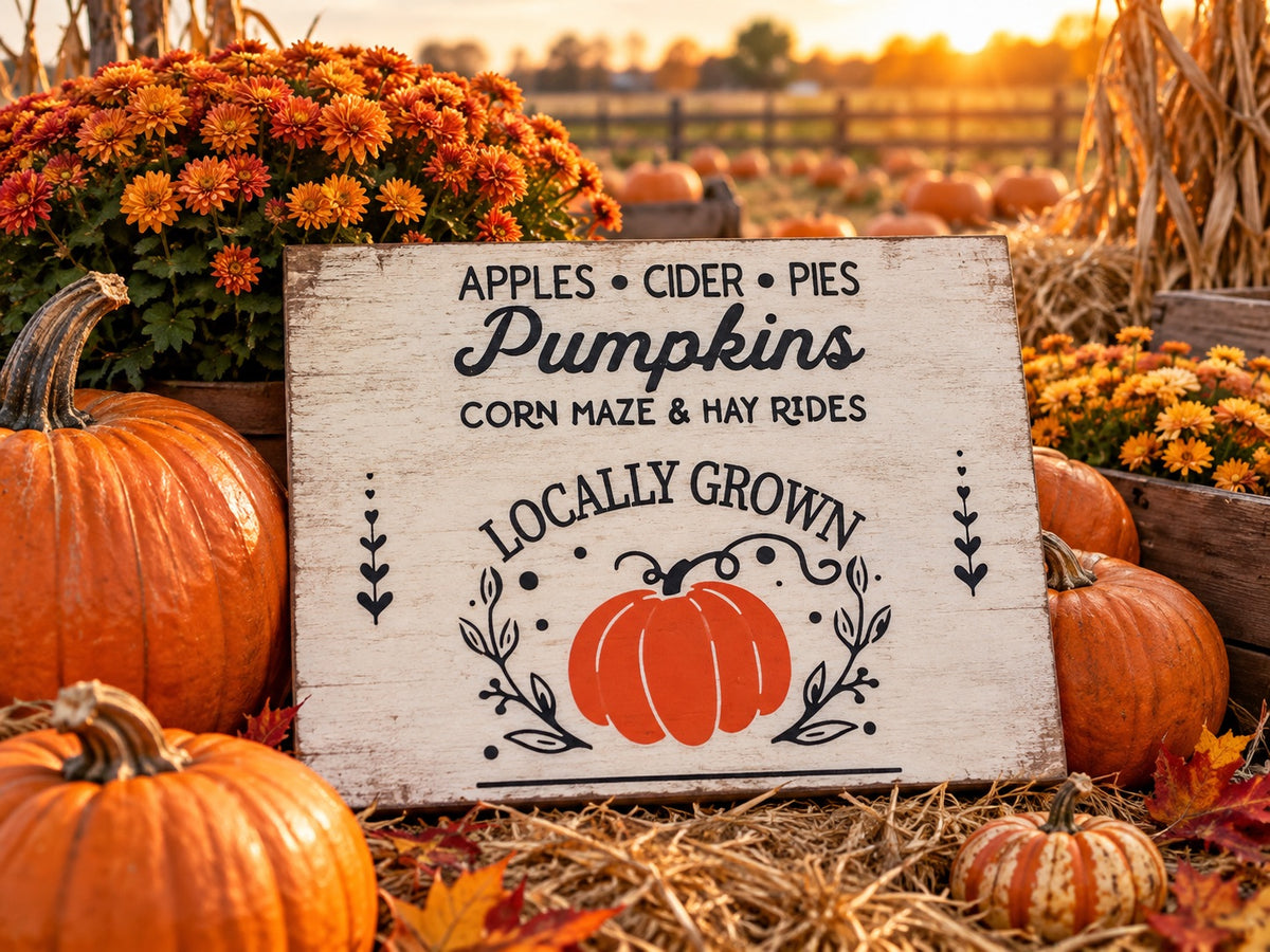 Pumpkins~Corn Maze & Hay Rides Wooden Autumn Decoration