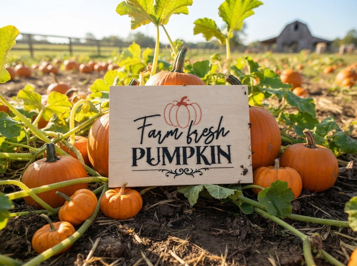 Farm Fresh Pumpkin Wooden Autumn Decoration
