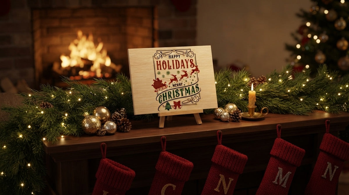 Happy Holidays, Merry Christmas Wooden Holiday Decoration