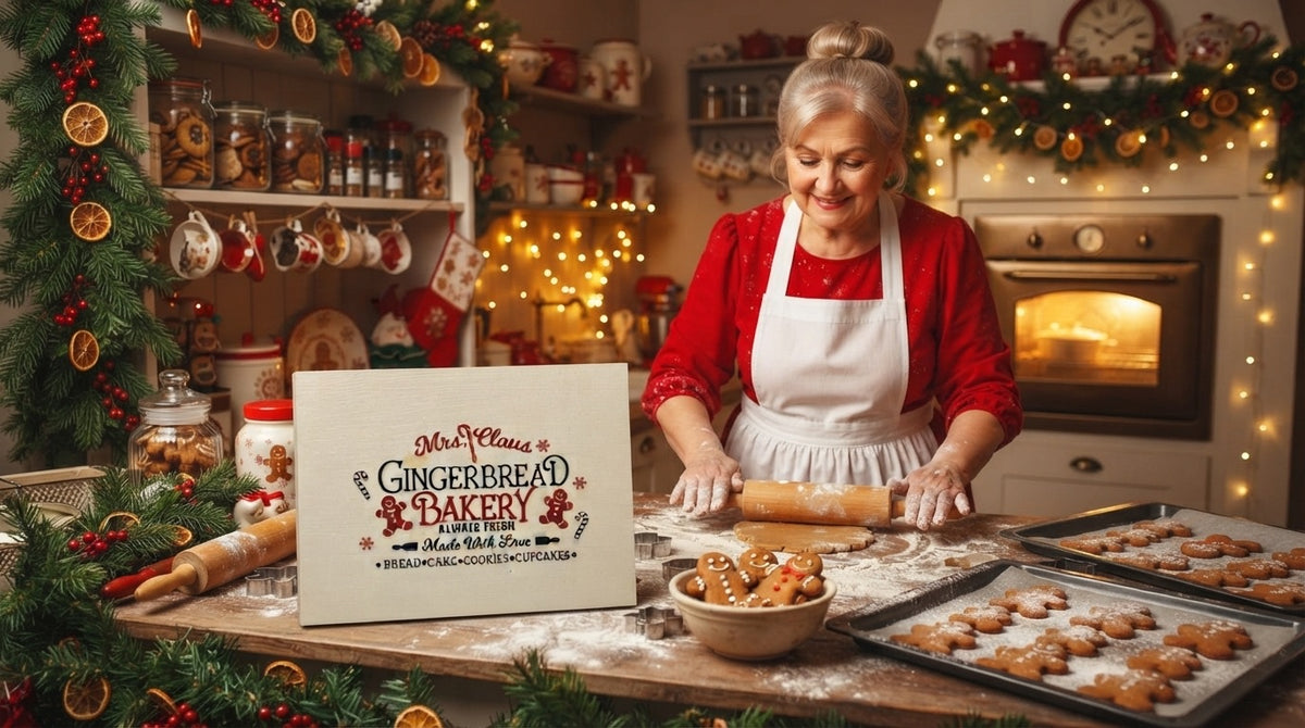 Mrs. Claus Gingerbread Bakery Wooden Holiday Decoration