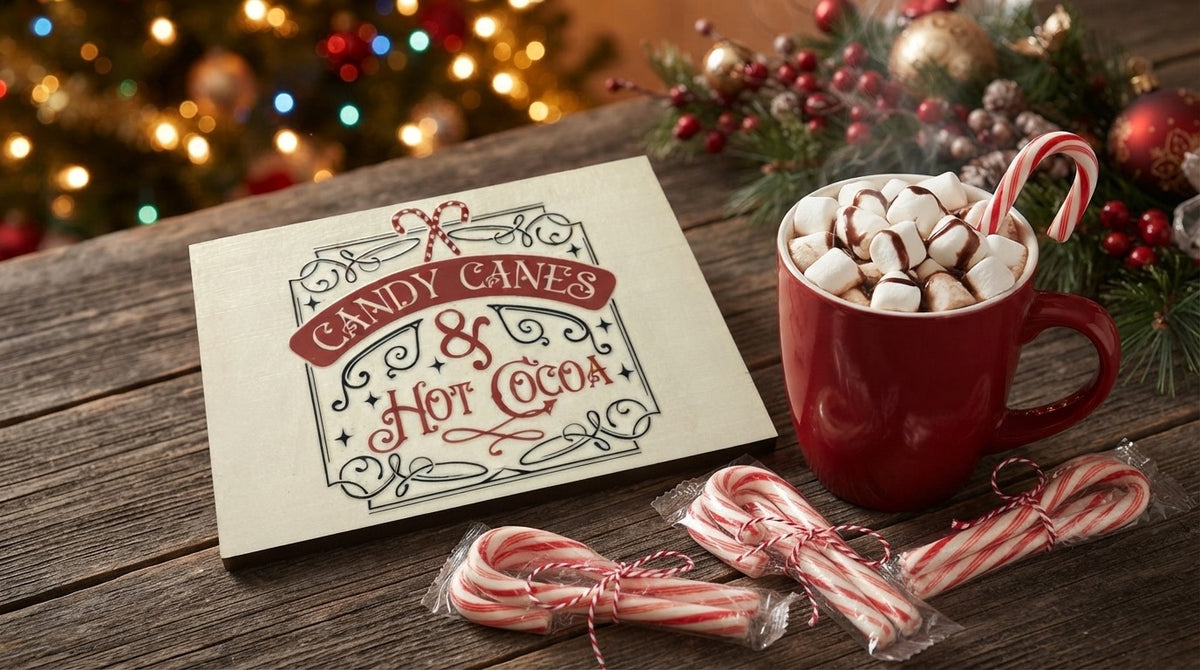 Candy Canes & Hot Cocoa Wooden Holiday Decoration