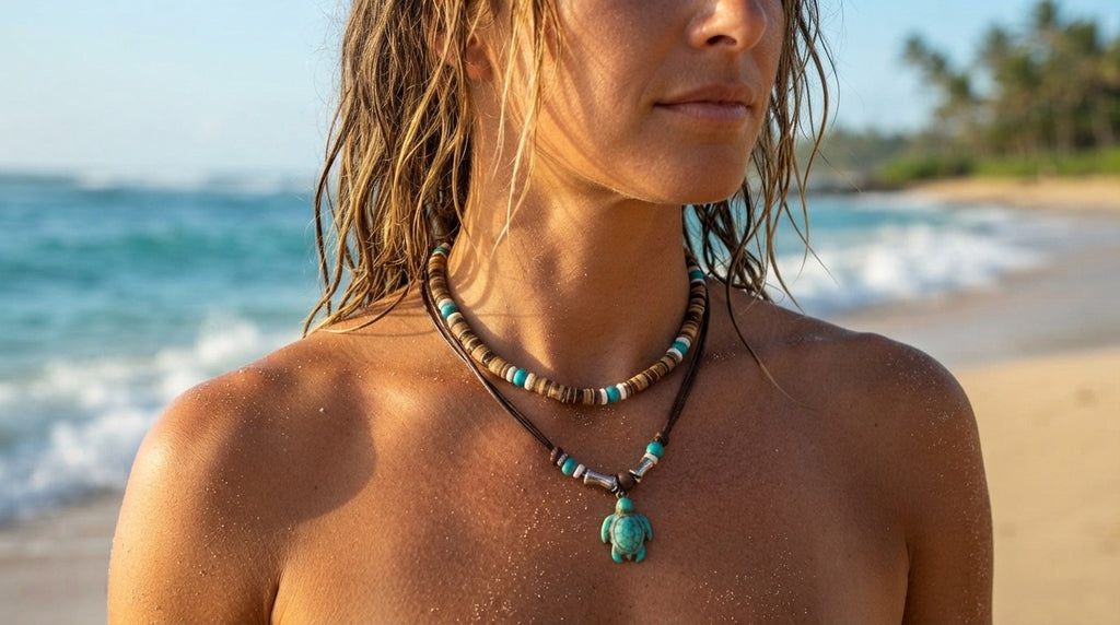 Sea Turtle & Surfside Necklace Set