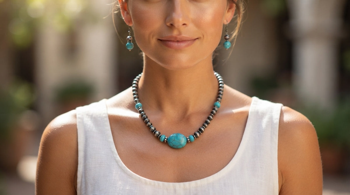 Turquoise and Steel Gray Fashion Jewelry Set