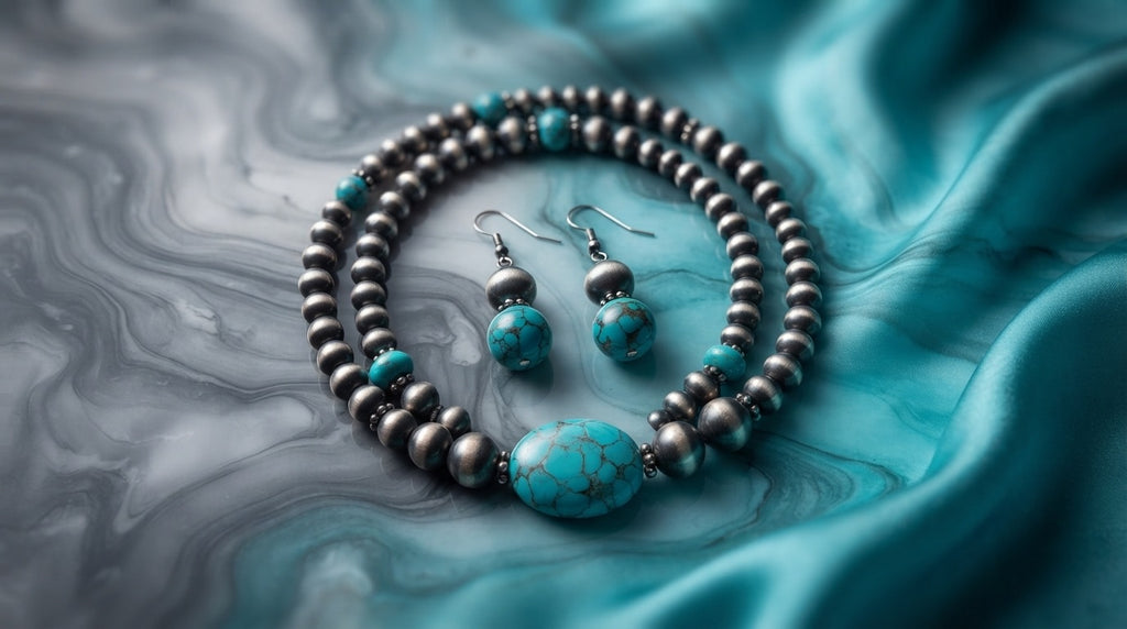 Turquoise and Steel Gray Fashion Jewelry Set