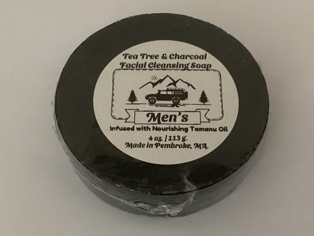 Tea Tree & Charcoal Men’s Facial Cleansing Soap Infused with Nourishing Tamanu Oil