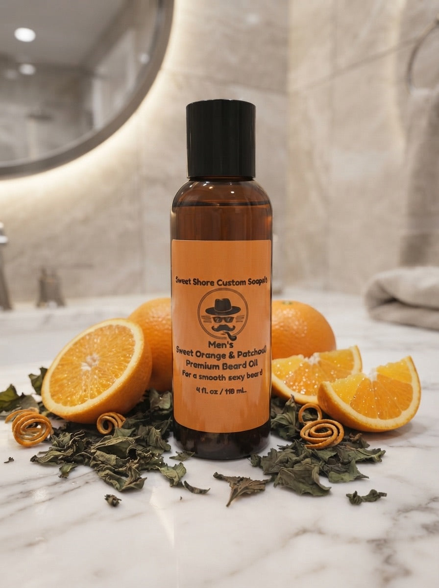 Men’s Sweet Orange & Patchouli Premium Beard Oil