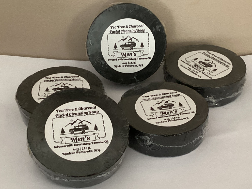 Tea Tree & Charcoal Men’s Facial Cleansing Soap Infused with Nourishing Tamanu Oil
