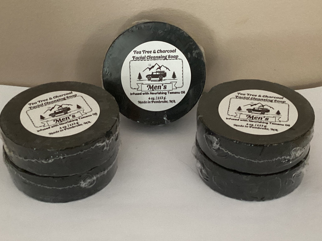 Tea Tree & Charcoal Men’s Facial Cleansing Soap Infused with Nourishing Tamanu Oil