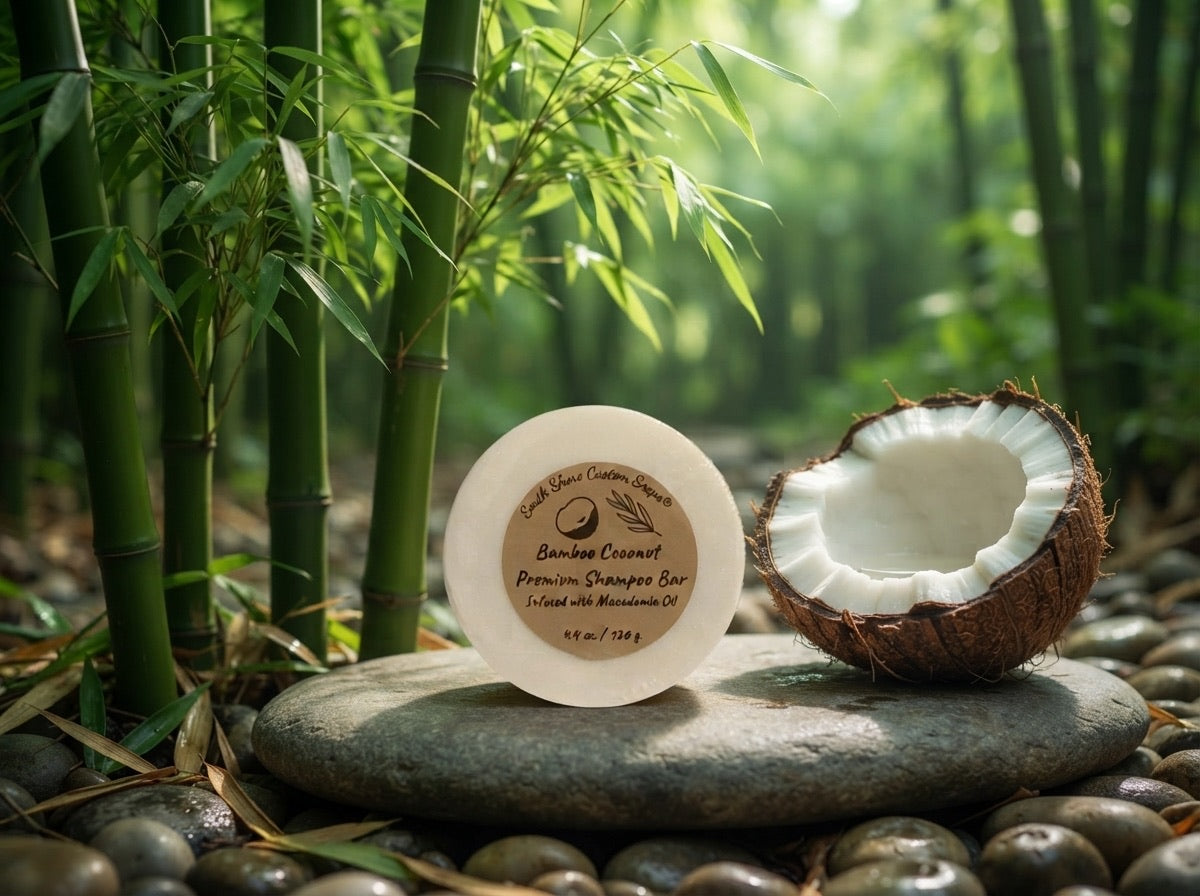 Bamboo Coconut Premium Shampoo Bar Infused with Macadamia Oil
