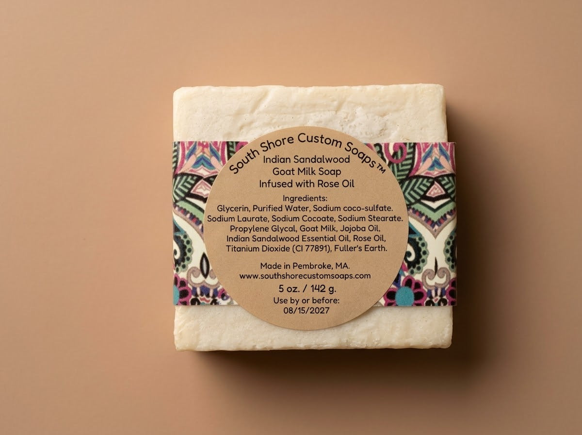 Indian Sandalwood Goat Milk Soap Infused with Rose Oil