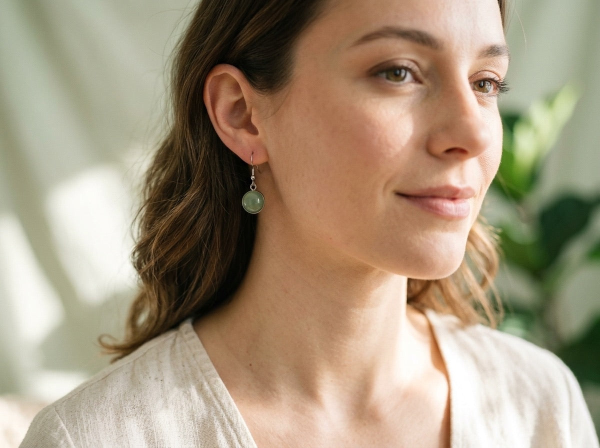 Green Jade Natural Stone Fashion Earrings
