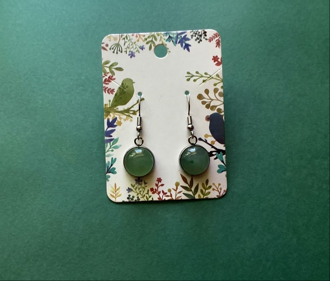 Green Jade Natural Stone Fashion Earrings