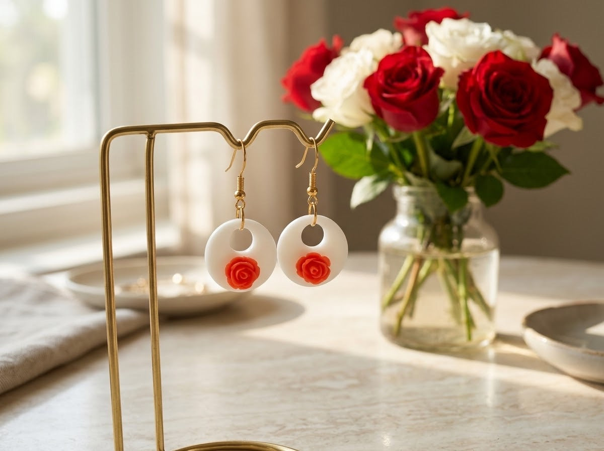 Red Rose Fashion Earrings