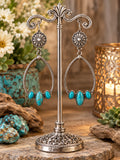 3 Stone Turquoise Fashion Earrings