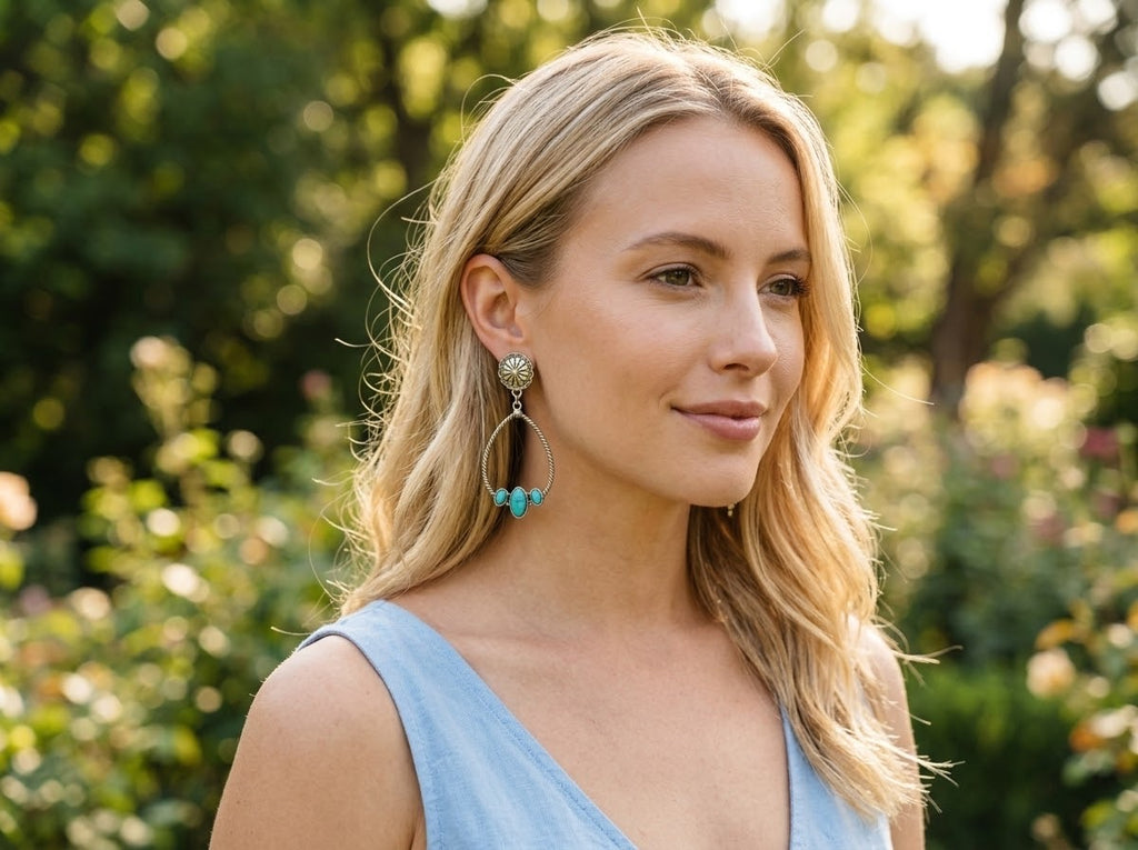 3 Stone Turquoise Fashion Earrings