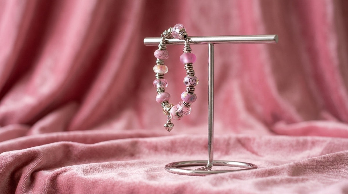 Pink Hearts European Beads Fashion Bracelet