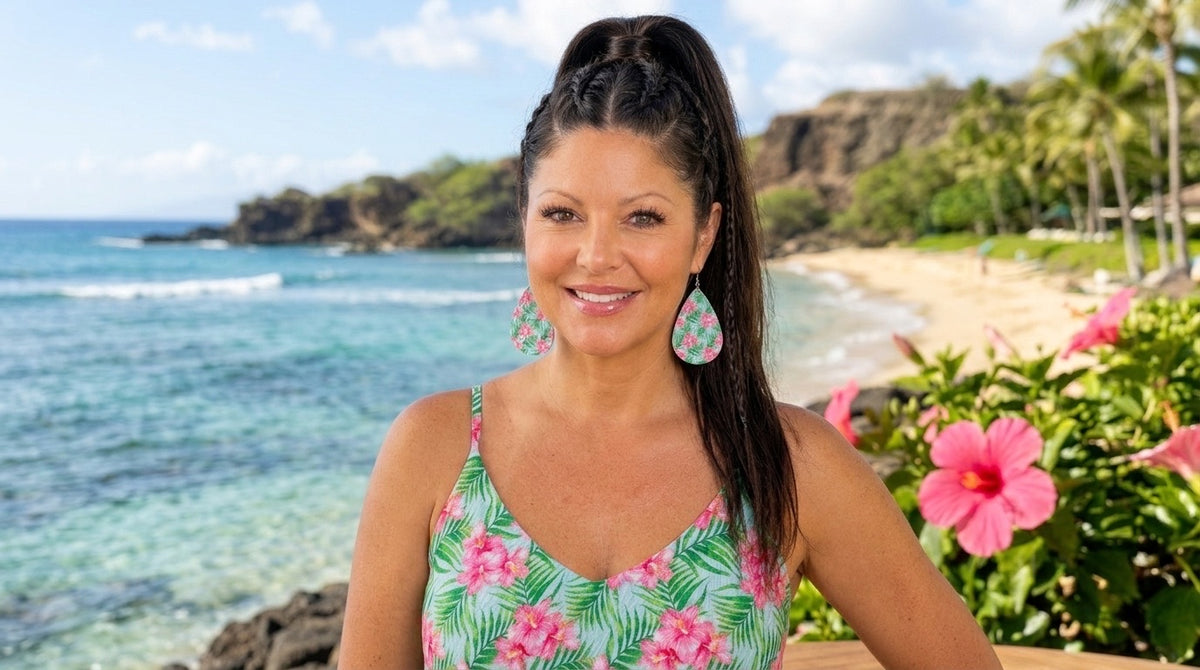 Island Hibiscus Decoupage Earrings