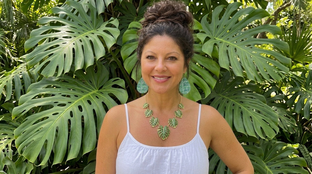 Monsterra Leaf Decoupage Earrings