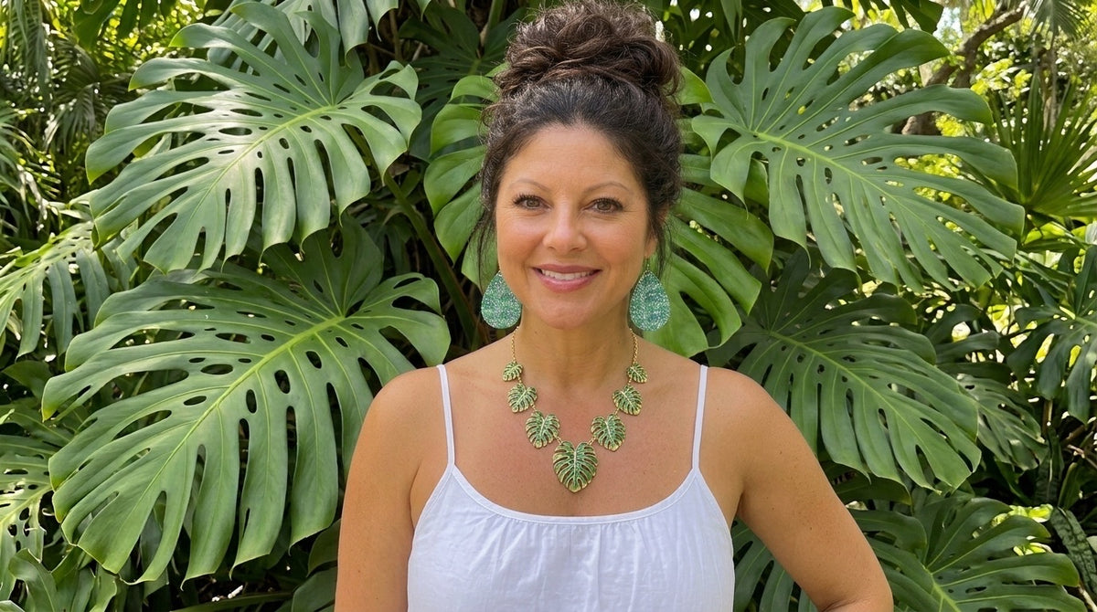 Monsterra Leaf Decoupage Earrings
