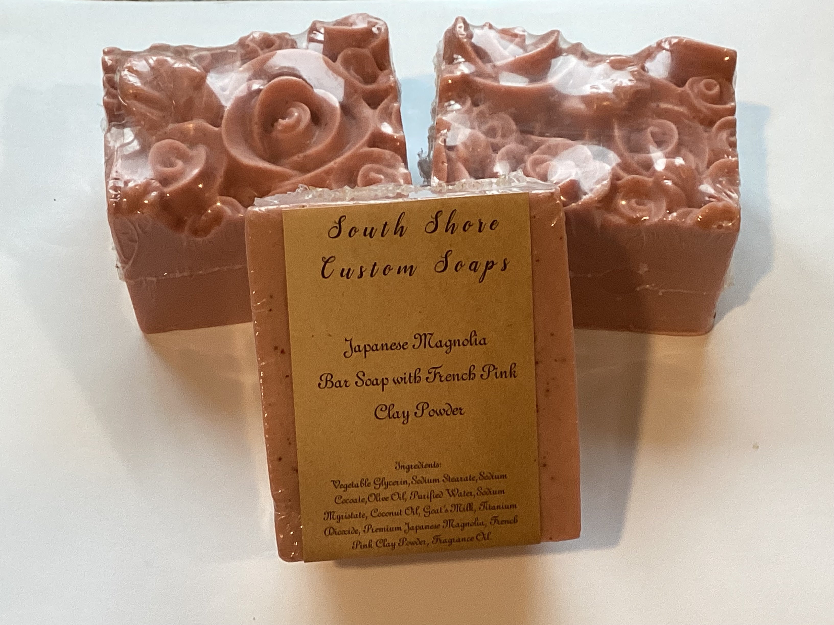 Japanese Magnolia Bar Soap with French Pink Clay Powder