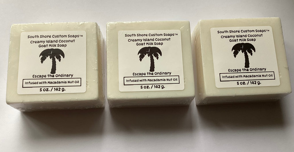Creamy Island Coconut Goat Milk Soap Infused with Macadamia Nut Oil