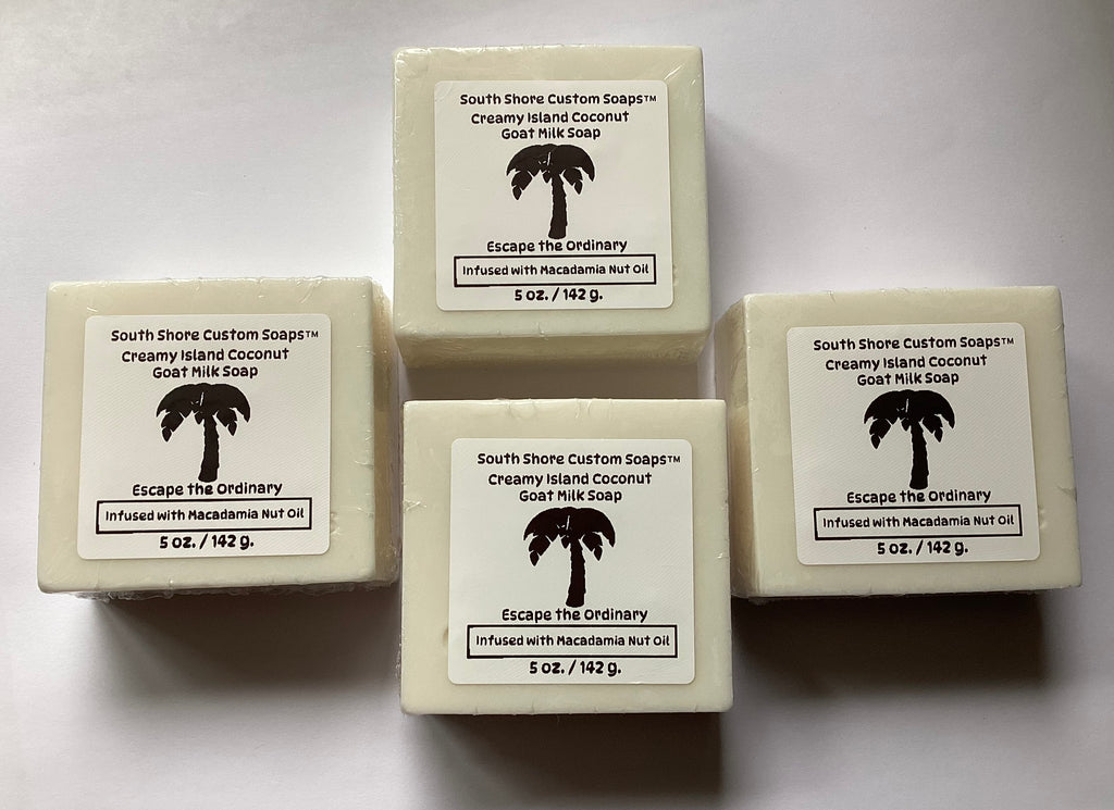 Creamy Island Coconut Goat Milk Soap Infused with Macadamia Nut Oil