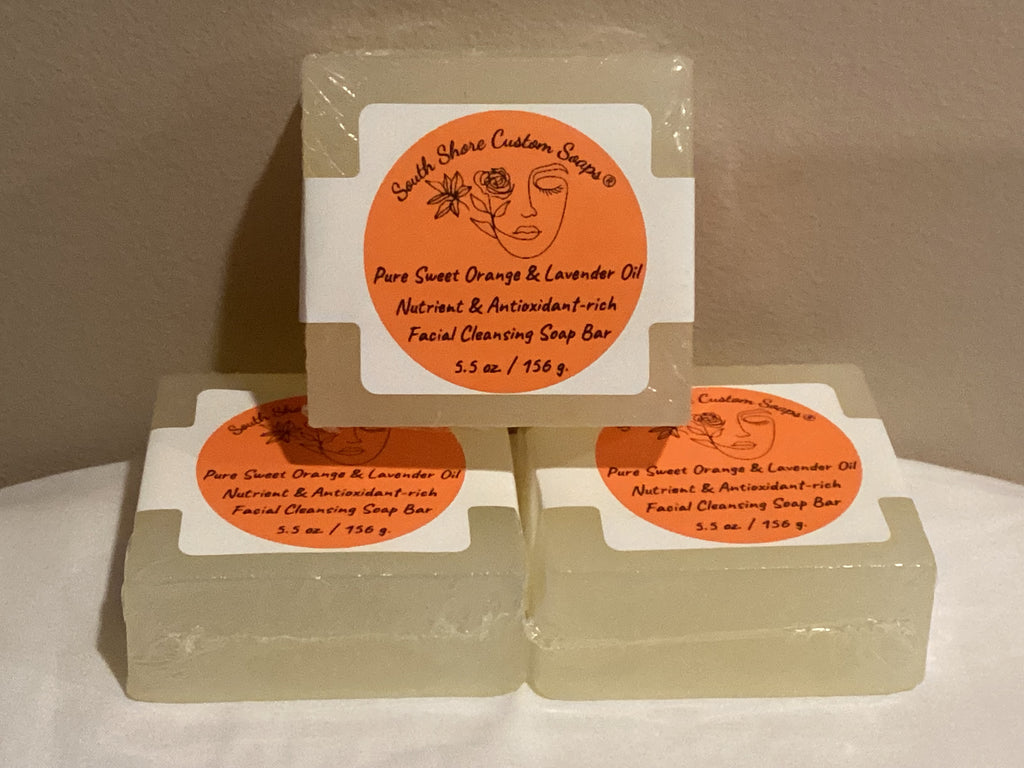 Pure Sweet Orange & Lavender Oil Nutrient & Antioxidant-rich Facial Cleansing Soap Bar