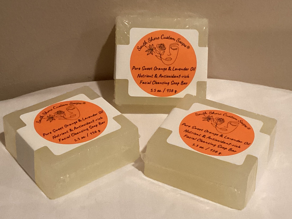 Pure Sweet Orange & Lavender Oil Nutrient & Antioxidant-rich Facial Cleansing Soap Bar