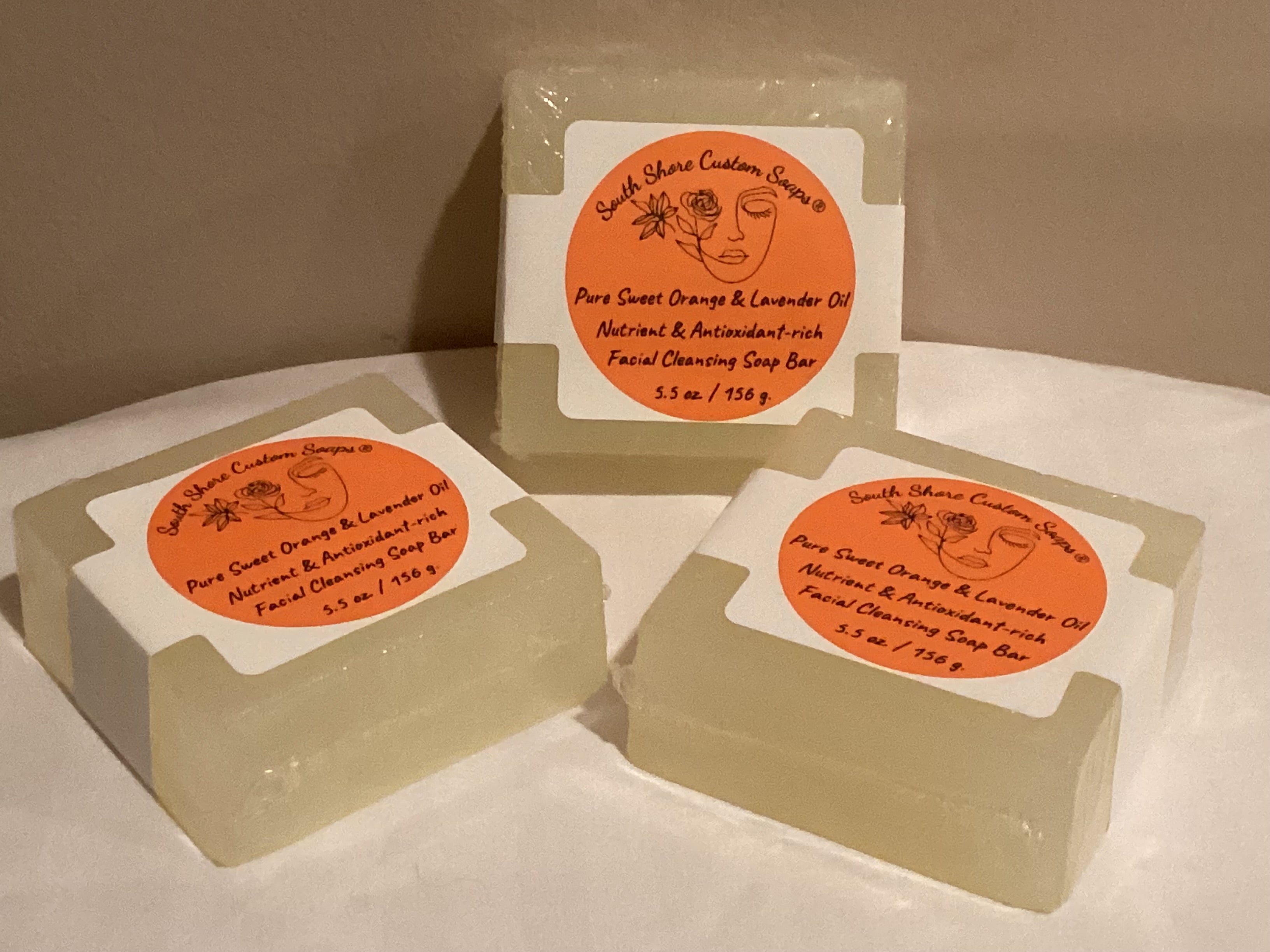 Pure Sweet Orange & Lavender Oil Nutrient & Antioxidant-rich Facial Cleansing Soap Bar